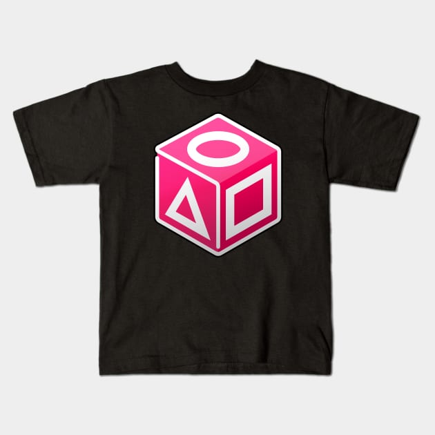 SQUID GAME - MINIMALIST ISOMETRIC CUBE DESIGN Kids T-Shirt by kooldsignsflix@gmail.com
